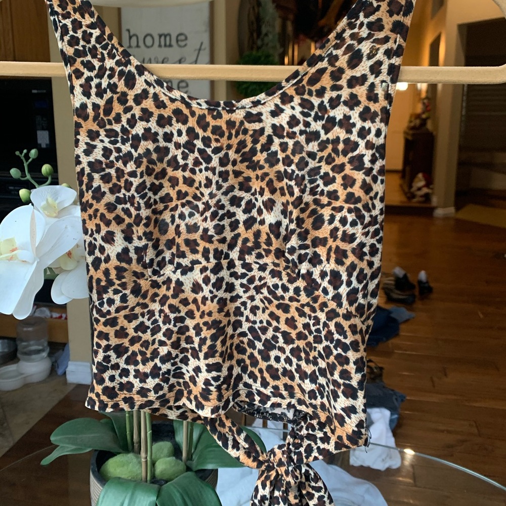 Open back cheetah crop top